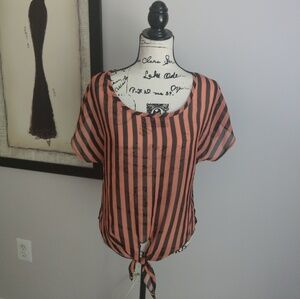 Ultra Flirt striped‎ tie bottom front top, Size M